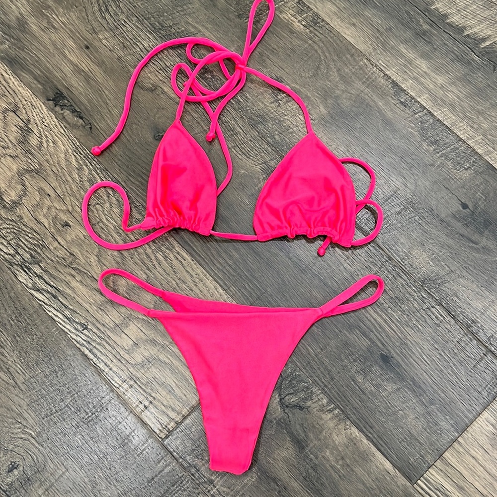 Lali and Layla Neon Pink Bikini Set Inka Thong Bottoms Top can be versatile